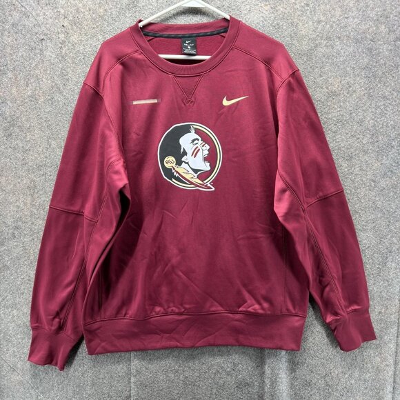 Florida State Seminoles Sweatshirt Mens Large Maroon NCAA Football Nike Dri Fit - Picture 1 of 11